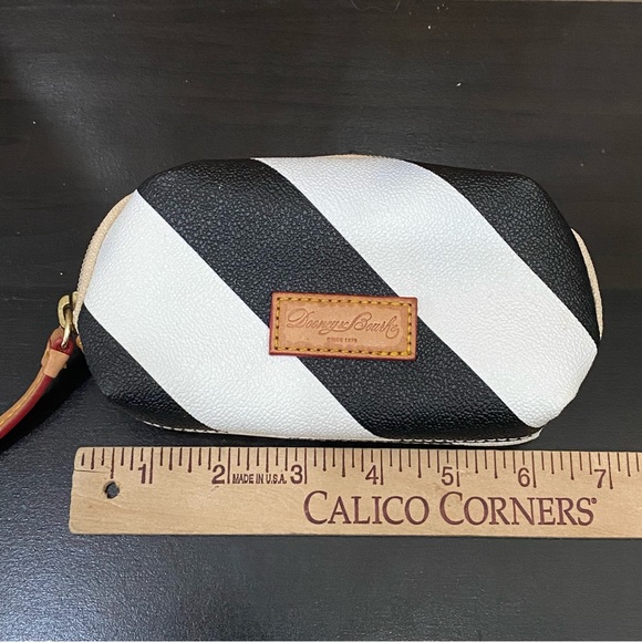 Dooney & Bourke Black and White Diagonal Stripe Small Cosmetic Pouch - Picture 5 of 10